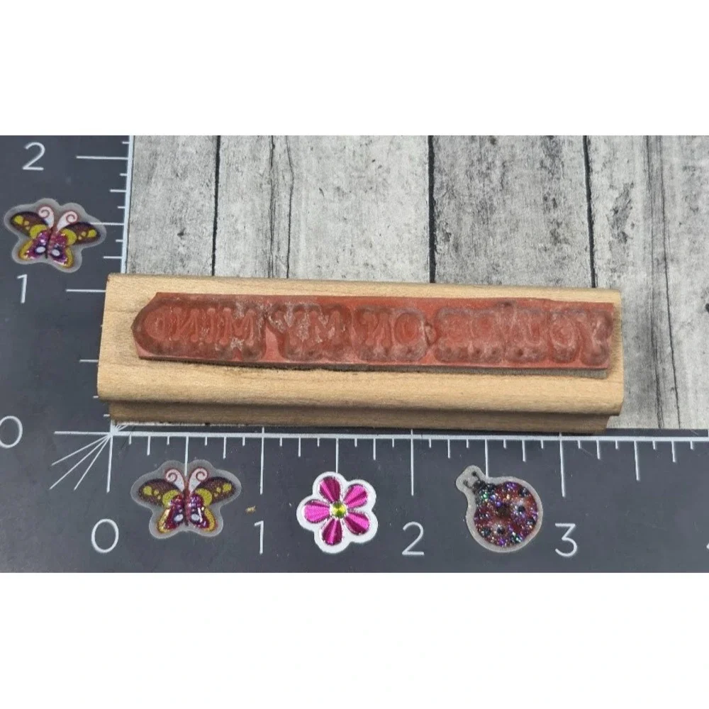 Darcie's You're On My Mind D0317 Greetings .75X3.25 Rubber Stamp Wood #Q108